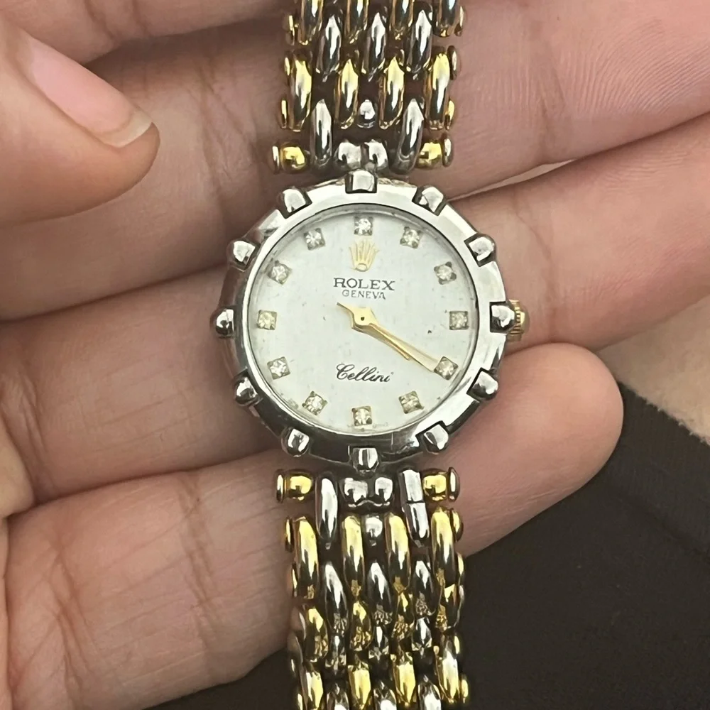 Listing vintage Giovani Cellini crystal diamond with gold and silver band - Picture 2 of 6